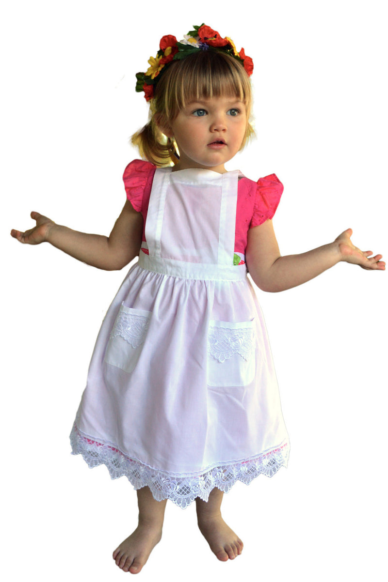 white apron dress Deluxe Girls Victorian Lace Costume Full Apron White Ages 2-8
