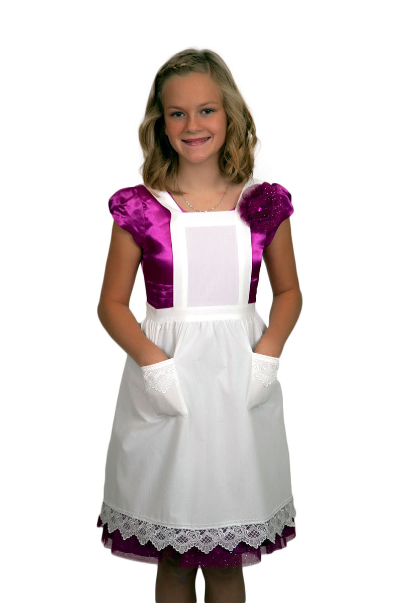 Deluxe Girls Victorian Lace Costume Full Apron White Ages 8-16 - $10 - $20, Apparel-Costumes, CT-700, Ecru, General Gift, lace, Top-GNRL-A, victorian, White