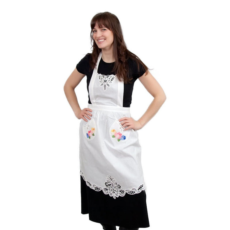 Tulip Apron With Lace Applique - Apparel-Costumes, Collectibles, CT-700, Dutch, General Gift, Home & Garden, Linens, Tulips