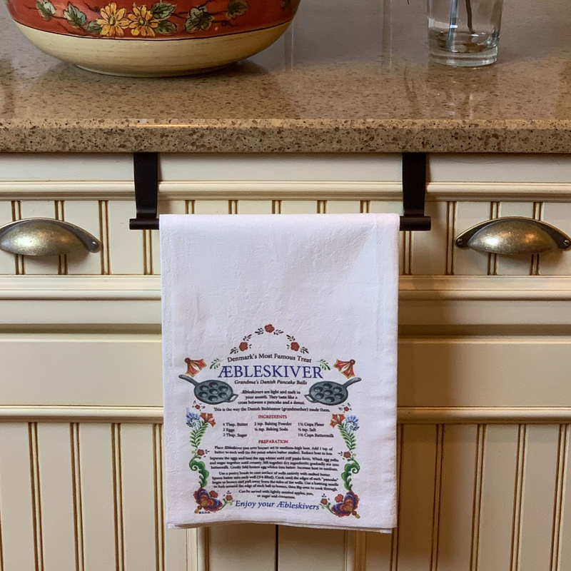 Scandinavian Gift Kitchen Towel Aebleskiever Recipe Decorative Print Towel