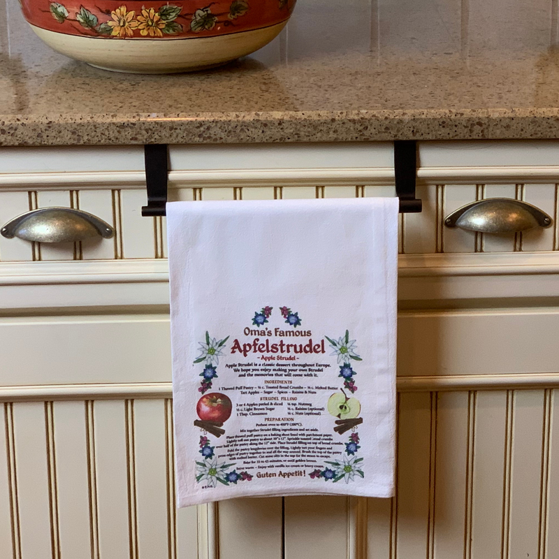 German Gift Tea Kitchen Towel Apfelstrudel Recipe Decorative Print Towel