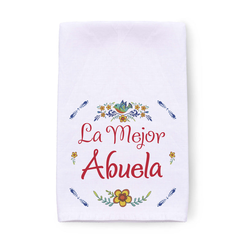 La Mejor Abuela Regalos Para Abuela Spanish Grandmother Blue Lovebirds Decorative Print Towel