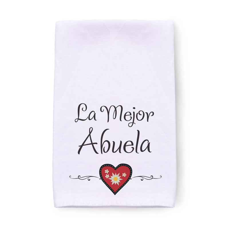 "La Mejor Abuela" Regalos para Abuela Spanish Grandmother Red Heart Decorative Print Towel