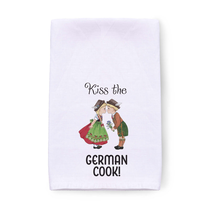 "Kiss the German Cook" Kitchen Gift Decorative Print Towel