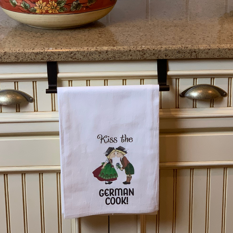 "Kiss the German Cook" Kitchen Gift Decorative Print Towel