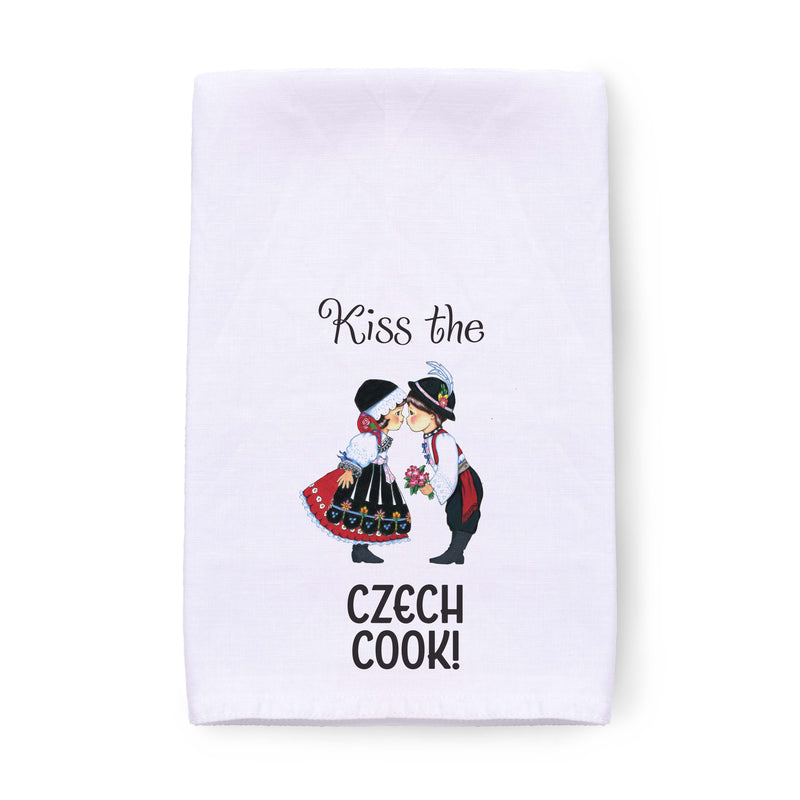 "Kiss the Czech Cook" Kitchen Gift Decorative Print Towel