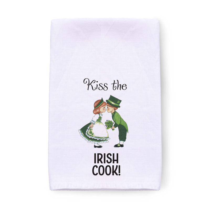 "Kiss the Irish Cook" Kitchen Gift Decorative Print Towel