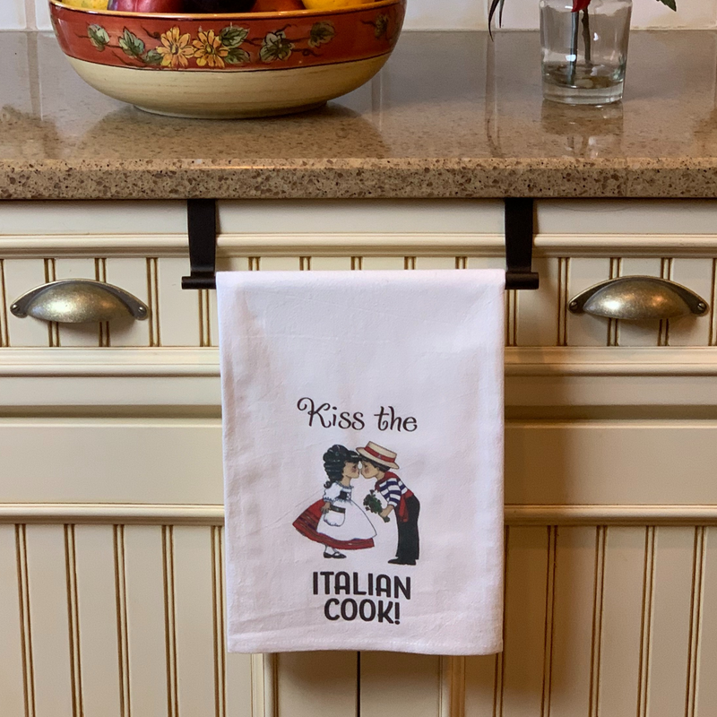 "Kiss the Italian Cook" Kitchen Gift Decorative Print Towel