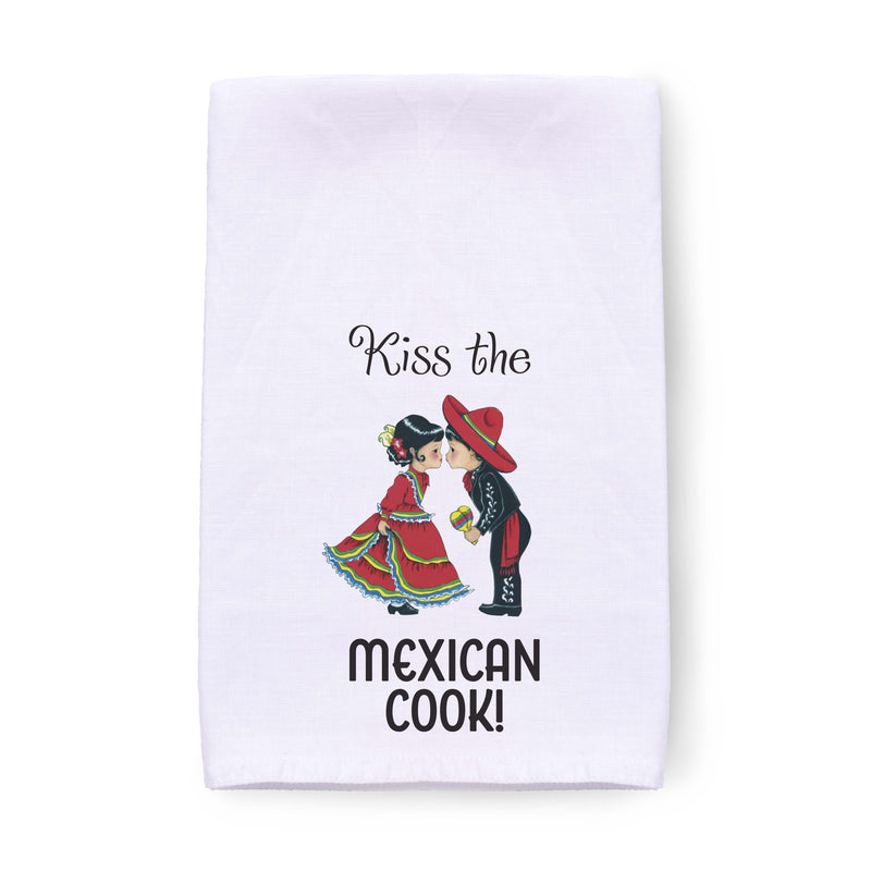 "Kiss the Mexican Cook" Kitchen Gift Decorative Print Towel