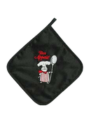 Black Bon Appetit! Potholder - Apparel-Chef's Hat, Apparel-Costumes, Below $10, Black, Denim, French, SY: Bon Appetit
