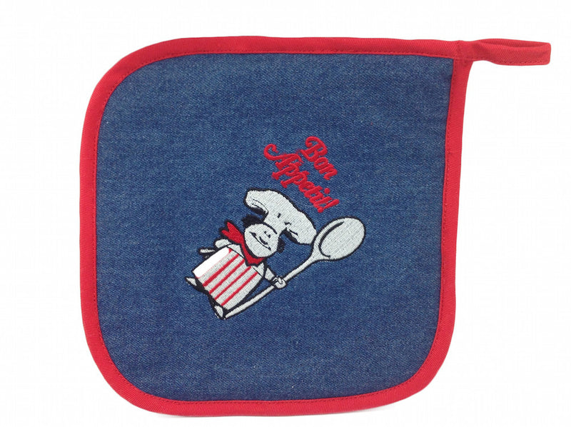 Bon Appetit! Denim Potholder - Apparel-Costumes, Below $10, Black, Denim, French, SY: Bon Appetit