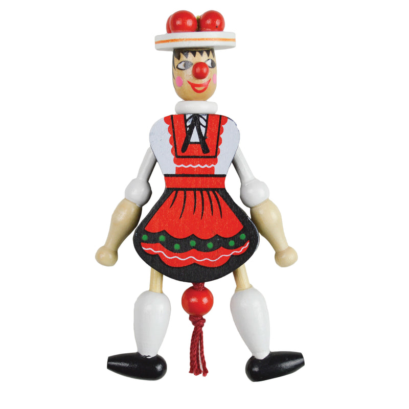 Bavarian Girl Jumping Jack Magnet Toy
