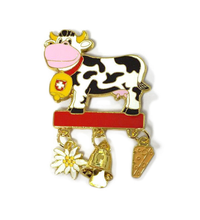 Collectible Metal Cow Magnet with Edelweiss, Bell, Cheese - Collectibles, Edelweiss, General Gift, German, Germany, Home & Garden, Kitchen Magnets, Magnets-German, Magnets-Refrigerator, New Products, NP Upload, PS-Party Favors, Yr-2017