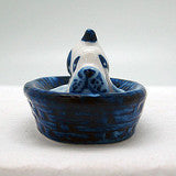 Delft Blue Ceramic Dog Basket - Animal, Collectibles, Delft Blue, Dutch, Figurines, General Gift, Home & Garden, Miniatures, Miniatures-Dutch, PS-Party Favors - 2