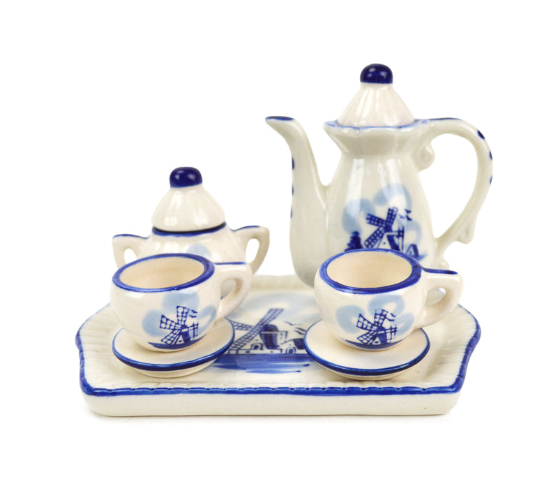Miniature Ceramic Tea Set with Windmill Design - General Gift, Miniatures, New Products, NP Upload, Tea Set, Top-GNRL-B, Under $10, Windmills, Yr-2016