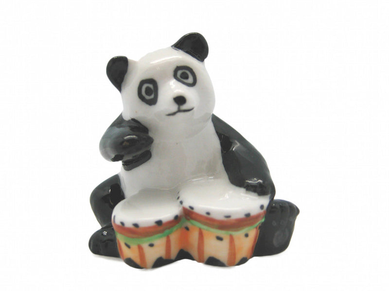 Miniature Musical  Panda With Drum - Animal, Blue, Collectibles, Color, Decorations, Delft Blue, Dutch, Figurines, General Gift, Home & Garden, Miniatures, PS-Party Favors