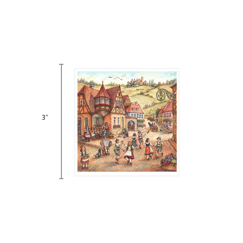 Village Dancers Scene German Gift Magnet Tile