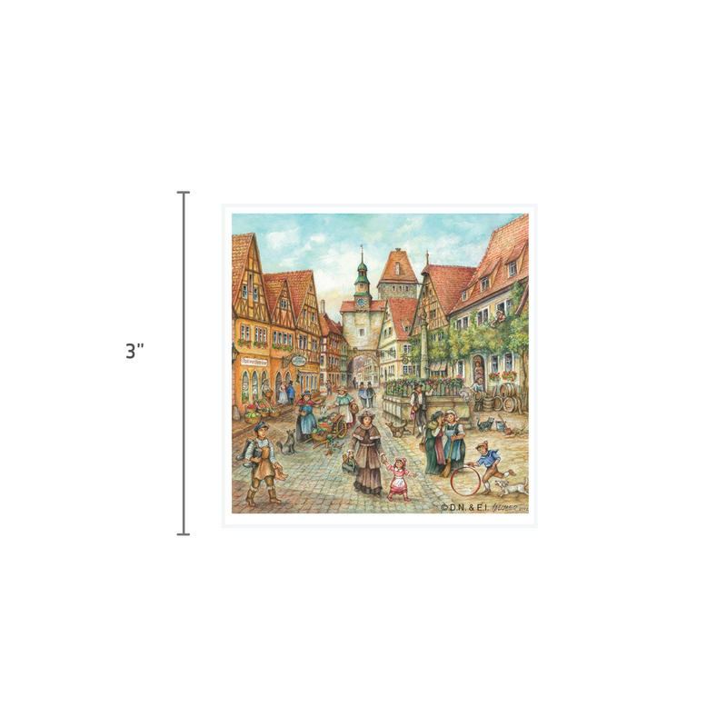 Village Street Scene German Gift Magnet Tile
