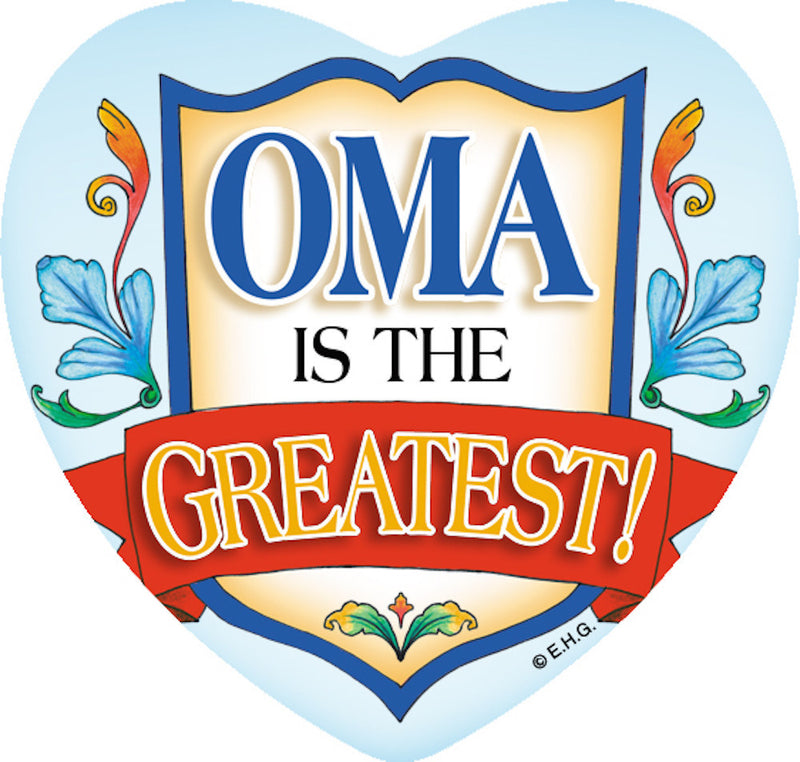 Ceramic Tile Magnet Oma Greatest - Collectibles, CT-100, CT-102, CT-210, CT-220, Dutch, German, Germany, Heart, Home & Garden, Kitchen Magnets, Magnet Tiles, Magnet Tiles-German, Magnet Tiles-Heart, Magnets-German, Magnets-Refrigerator, Oma, PS-Party Favors, SY: Oma is the Greatest