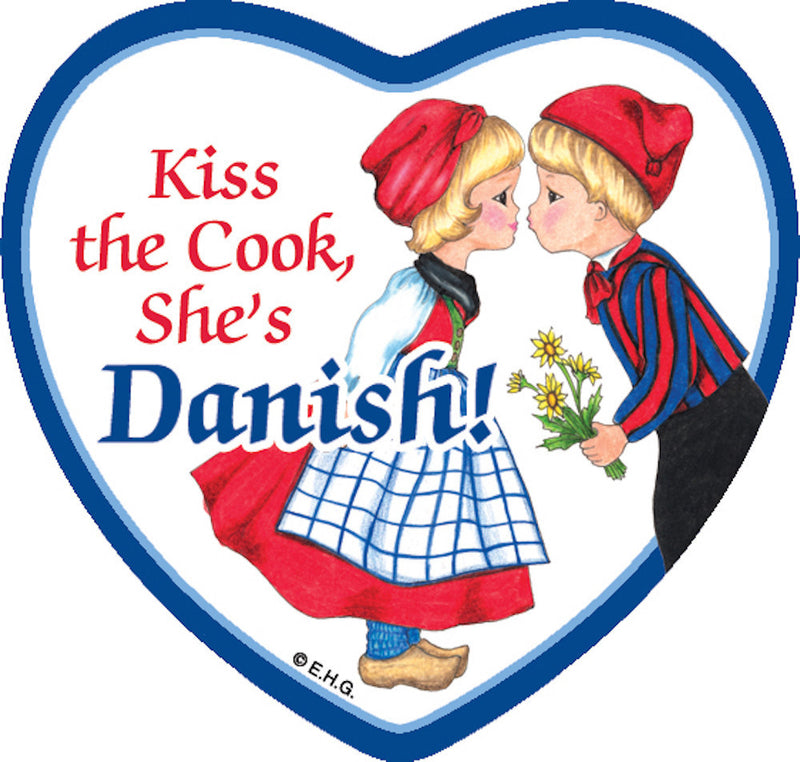 Refrigerator Tile Danish Cook - Below $10, Collectibles, CT-205, Danish, Heart, Home & Garden, Kissing Couple, Kitchen Magnets, Magnet Tiles, Magnet Tiles-Danish, Magnet Tiles-Heart, Magnets-Refrigerator, PS-Party Favors, SY: Kiss Cook-Danish, Top-DNMK-A, Wife
