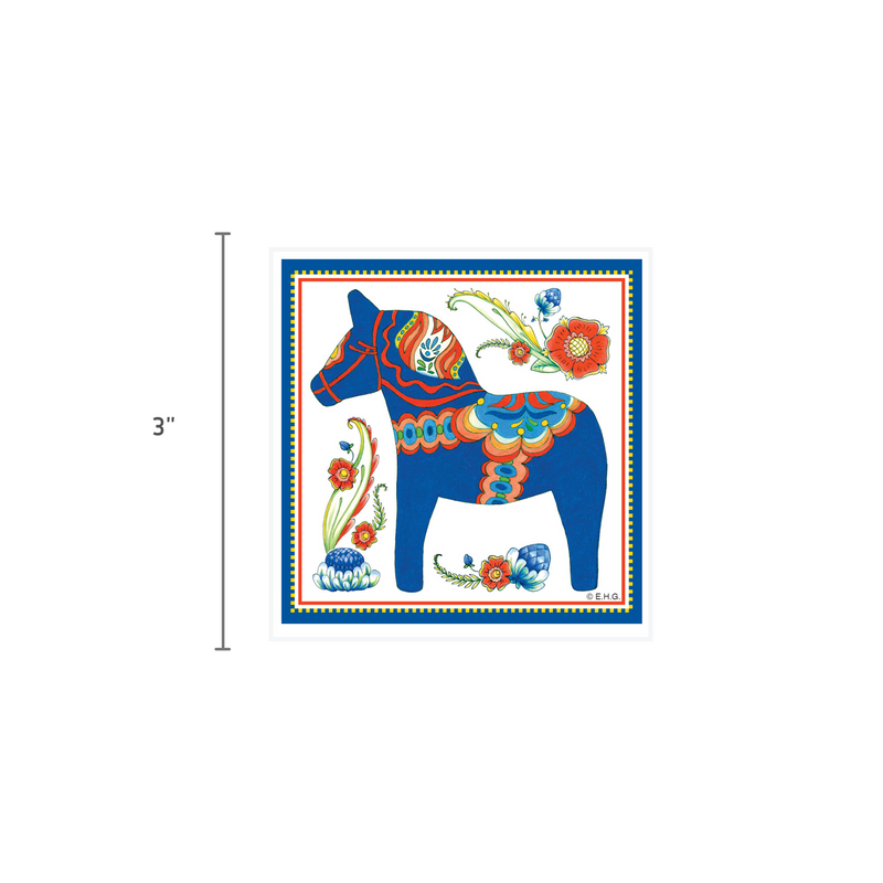 Dala Horse Decorative Magnet Tile Blue