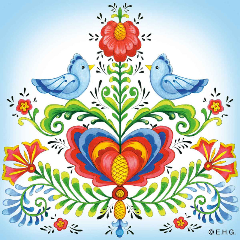Tile Magnet Rosemaling & Lovebirds