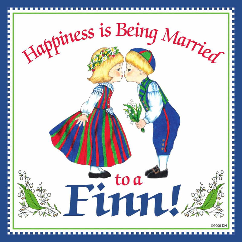 Finnish Souvenirs Magnetic Tile Happiness Married To A Finn