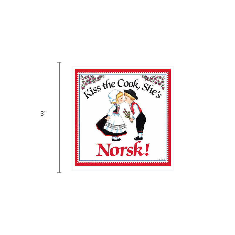 Norwegian Gift Magnet Tile Kiss Norsk Cook