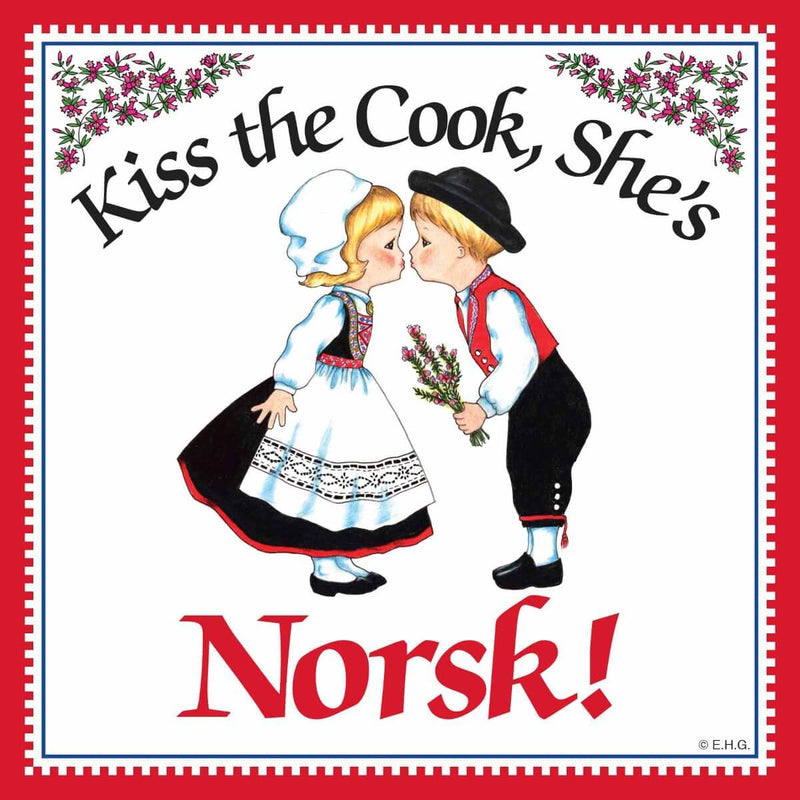 Norwegian Gift Magnet Tile Kiss Norsk Cook