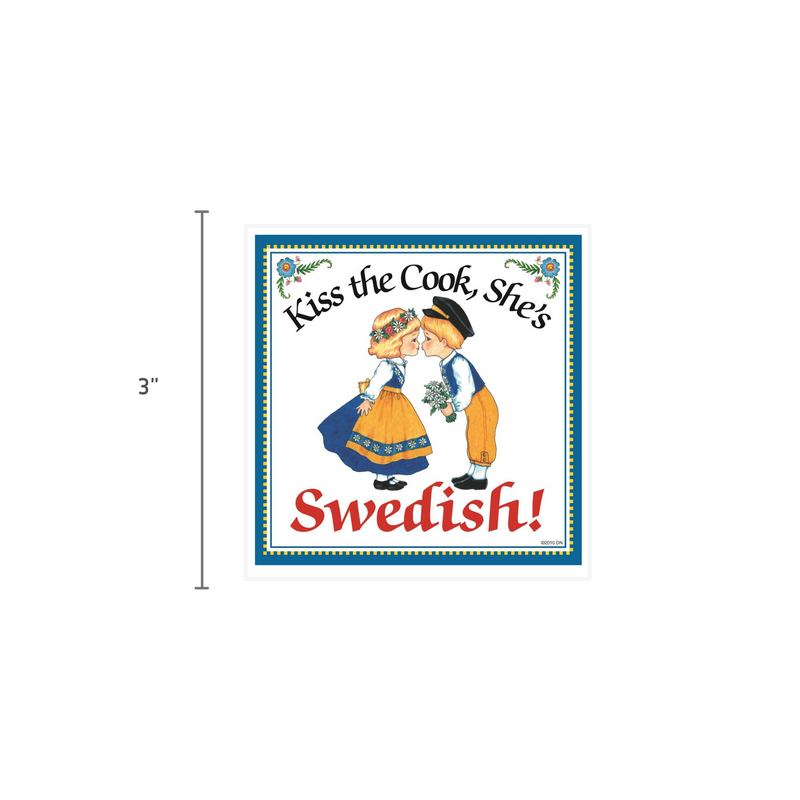 Swedish Souvenirs Magnet Tile: Kiss Swedish Cook