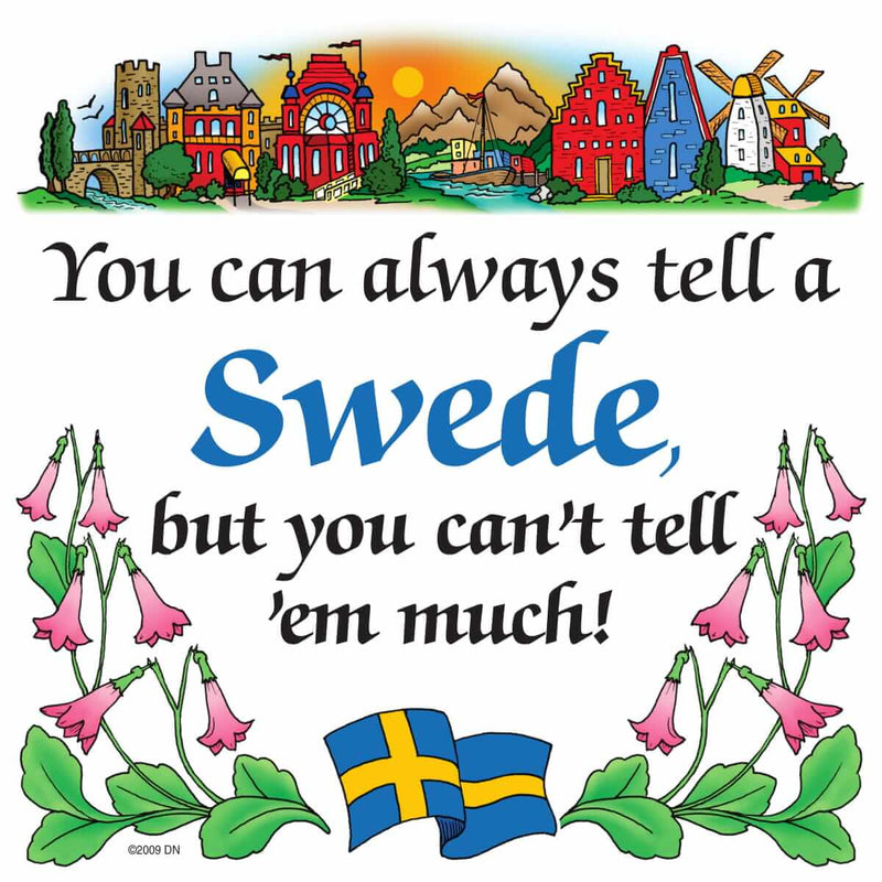 Swedish Souvenirs Magnet Tile Tell Swede
