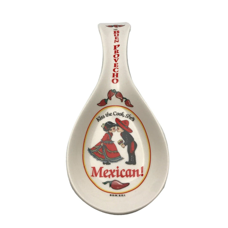 Combining functionality with decorative accent, this Mexican ceramic kitchen spoon rest is a perfect gift for a close friend or yourself! It features original artwork and also has a hole for those who would like to hang it on