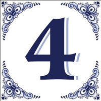 House Number Tile Blue and White - Decorations, Dutch, General Gift, Home & Garden, Number, Tiles-House Numbers - 2 - 3 - 4