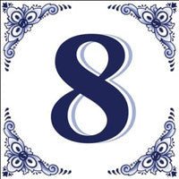 House Number Tile Blue and White - Decorations, Dutch, General Gift, Home & Garden, Number, Tiles-House Numbers - 2 - 3 - 4 - 5 - 6 - 7 - 8