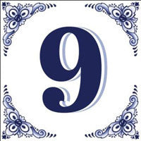 House Number Tile Blue and White - Decorations, Dutch, General Gift, Home & Garden, Number, Tiles-House Numbers - 2 - 3 - 4 - 5 - 6 - 7 - 8 - 9