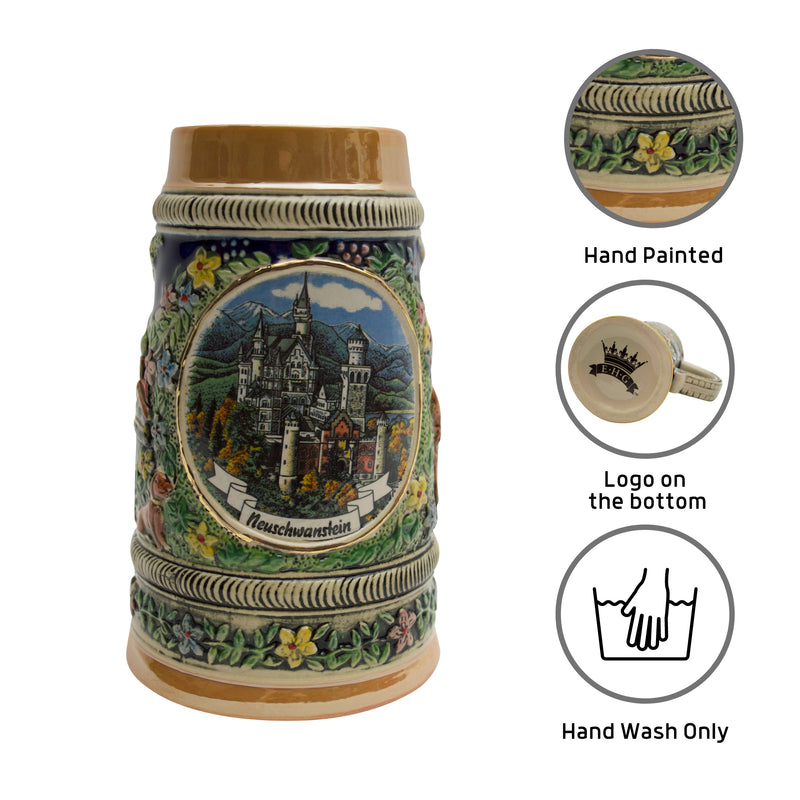 Neuschwanstein Ludwigs Castle German Beer Stein 0.55L