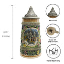 Neuschwanstein Ludwigs Castle German Beer Stein with Engraved Metal Lid 0.55L