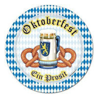 Oktoberfest Decorations: Paper Plates 9 inches - Bayern, German, Germany, Oktoberfest, PS- Oktoberfest Decorations, PS- Oktoberfest Essentials-All OKT Items, PS- Oktoberfest Table Decor, PS-Party Supplies, Tableware, Top-OFST-A