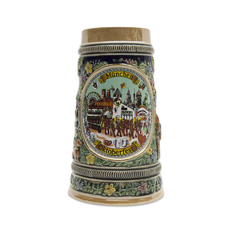 Bavarian Mountain Village Beer Stein - .9L, Alcohol, Barware, Beer Glasses, Beer Stein-No Lid, Beer Stein-No Lid-EHG, Beer Steins, Coffee Mugs, Collectibles, Decorations, Drinkware, German, Germany, Home & Garden, Multi-Color