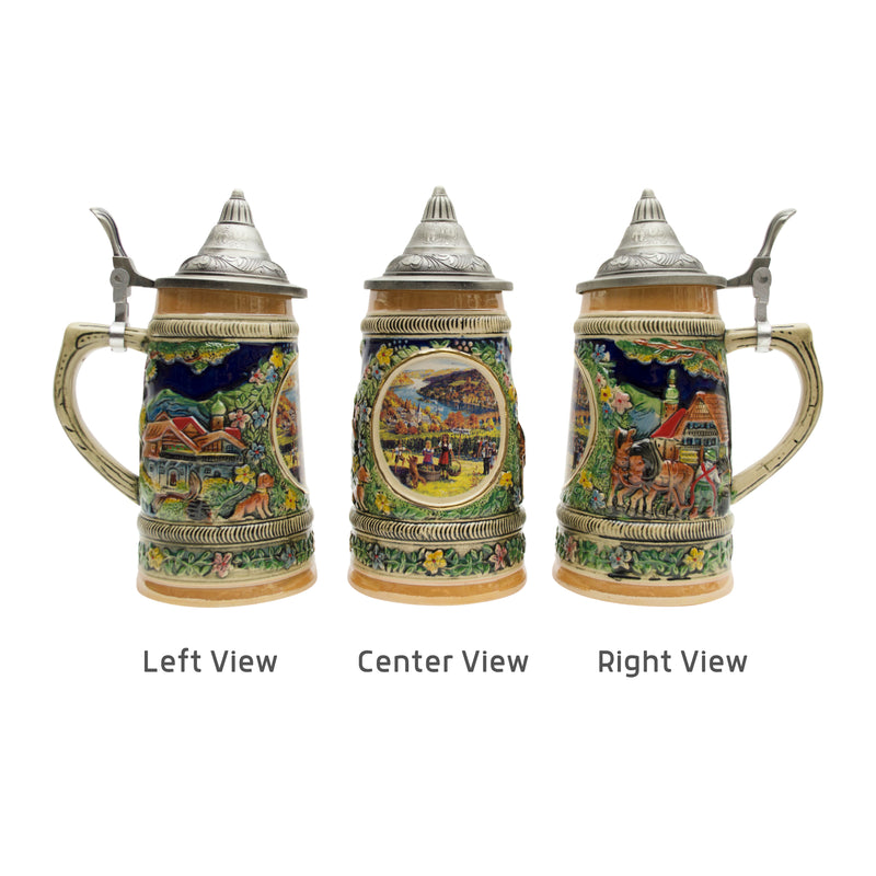 Bavarian Mountain Village Beer Stein - .9L, Alcohol, Barware, Beer Glasses, Beer Stein-No Lid, Beer Stein-No Lid-EHG, Beer Steins, Coffee Mugs, Collectibles, Decorations, Drinkware, German, Germany, Home & Garden, Multi-Color