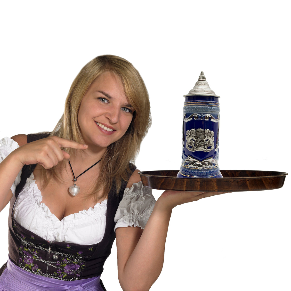 Deluxe Relief Bayern Medallion Lidded German Beer Stein