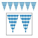 Oktoberfest Bavarian Plastic Flag Pennant Banner 12 Feet - Banners, Bavarian Blue White Checkers, Bayern, German, Germany, Hanging Decorations, Oktoberfest, PS- Oktoberfest Decorations, PS- Oktoberfest Essentials-All OKT Items, PS- Oktoberfest Hanging Decor, PS- Oktoberfest Table Decor, PS-Party Supplies, Tableware, Top-OFST-A