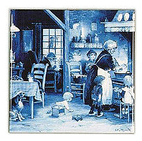 Dutch Gift Delft Blue Plaque Family Scene - Below $10, Collectibles, CT-210, Decorations, Dutch, Home & Garden, Tiles-Scenic, Van Hunnik