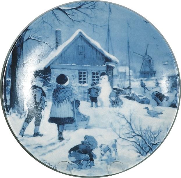 Collectible Plate Skater with Windmill Blue - DutchGiftOutlet.com