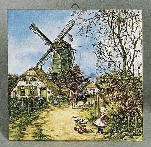 Dutch Tile Four Seasons Fall Color - Below $10, Collectibles, CT-210, Decorations, Dutch, Home & Garden, Tiles-Scenic, Van Hunnik, Windmills