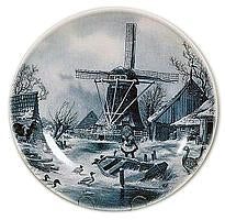 Collectors Plate Winter Scene Blue