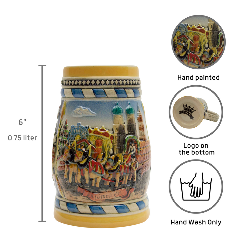 Classic Munich Scene Collectible German Beer Stein