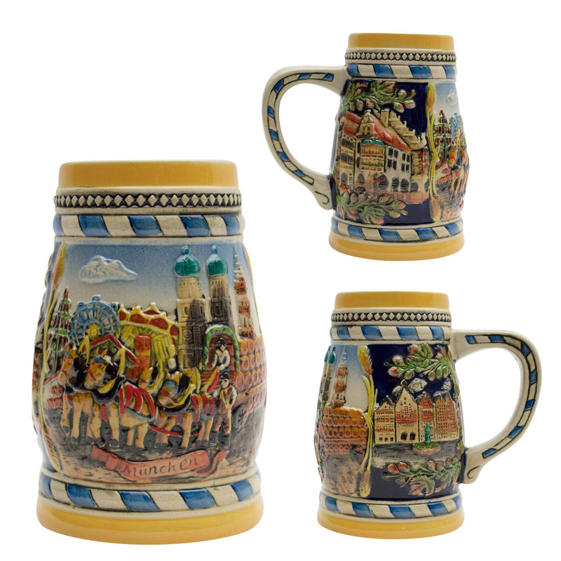 Classic Munich Scene Collectible German Beer Stein