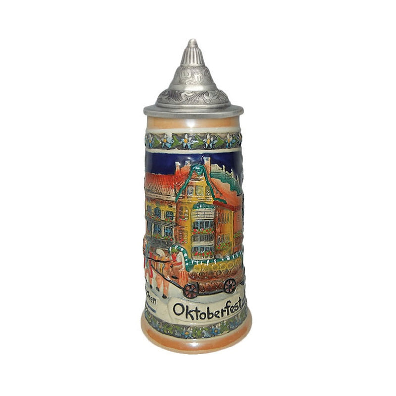 Oktoberfest Munchen Engraved Beer Stein with Metal Lid