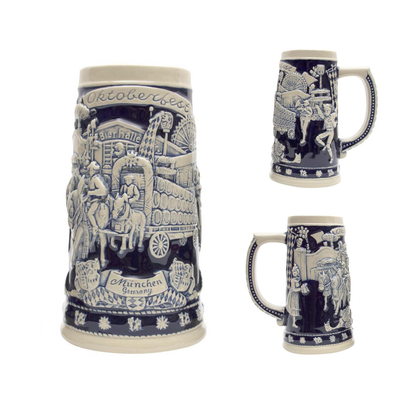 Munich Oktoberfest Beer Wagon Scene .7L Beer Stein